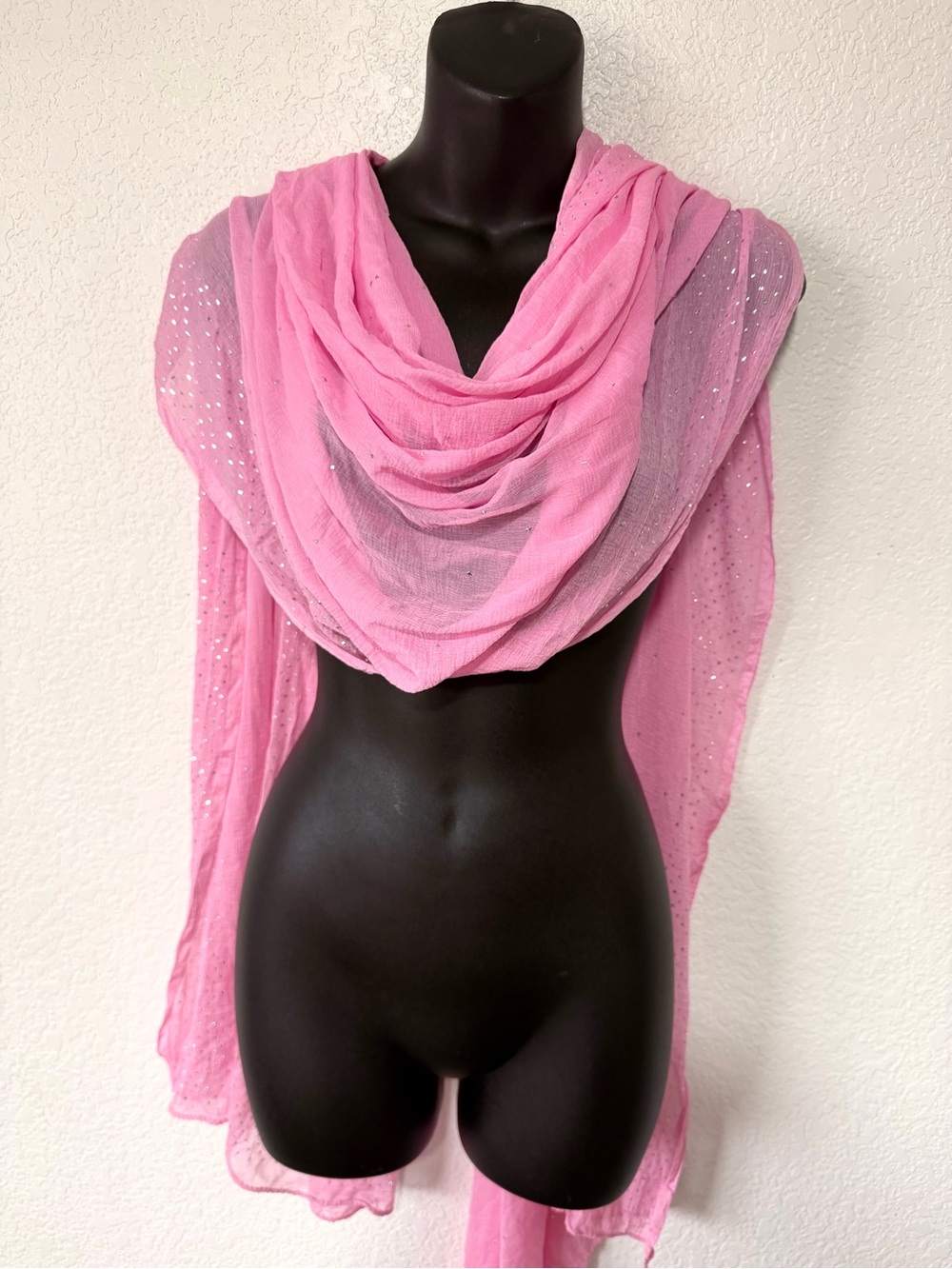 Light Pink Sparkle Wrap Scarf for Women